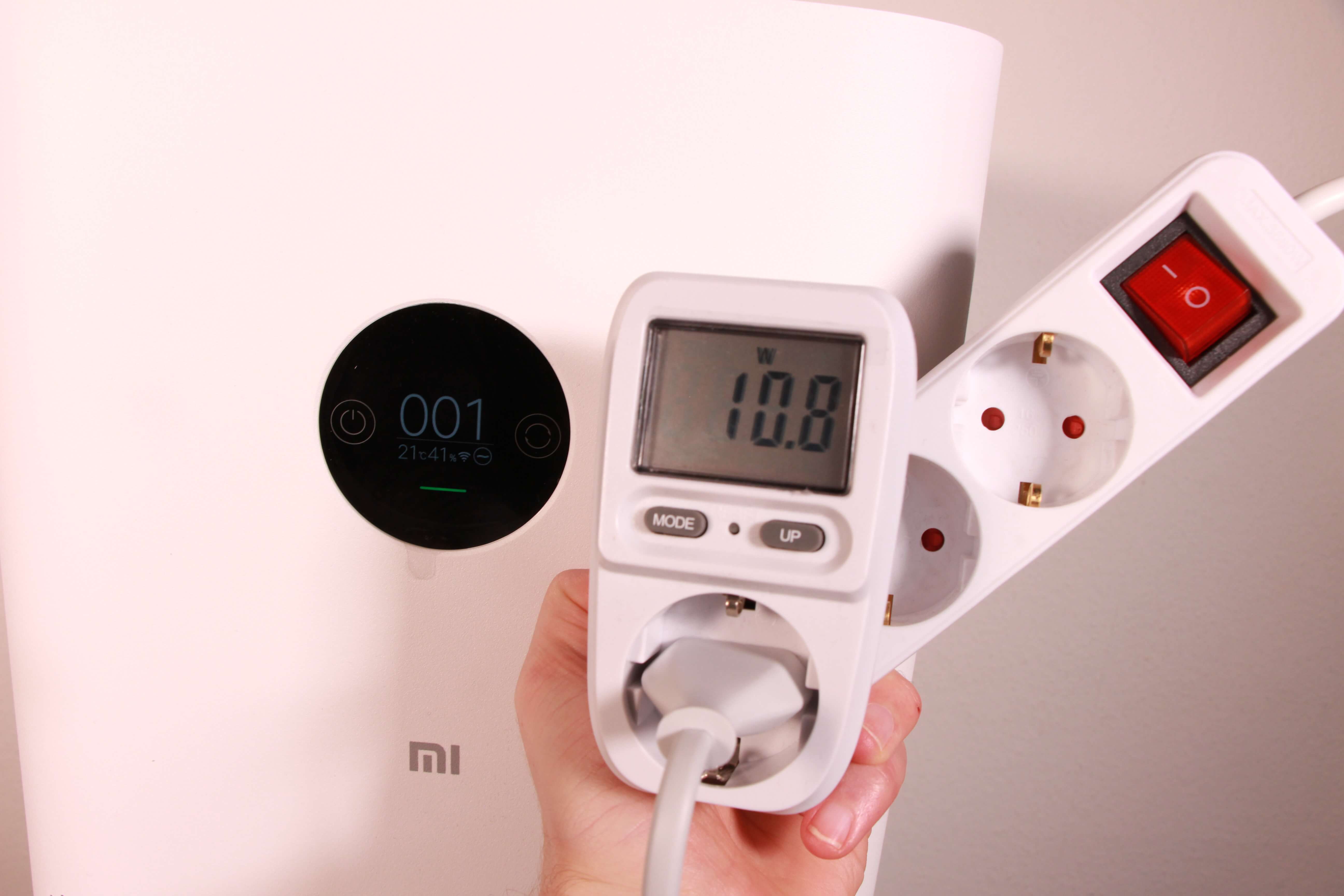 Потребляемая электроэнергия на уровне 1 Xiaomi Mi Air Purifier Pro H составляет 10,8 Вт.